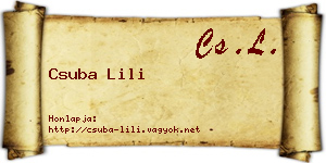 Csuba Lili névjegykártya